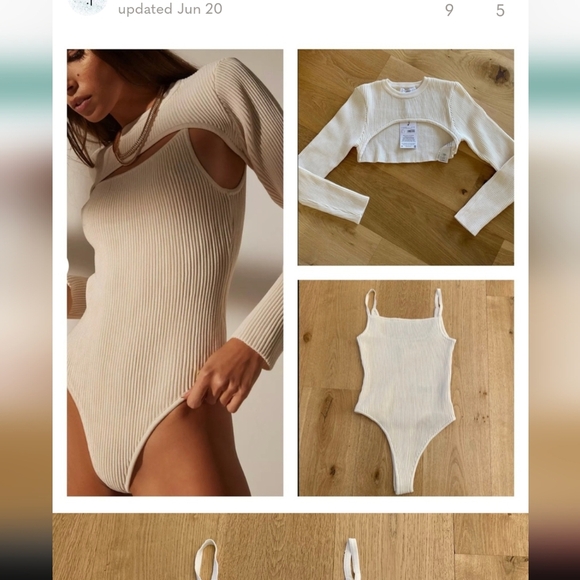 Missguided Restyld Mauve Purple Rib Knit Layered Bodysuit 6 Neutral Minimalist - Picture 7 of 7